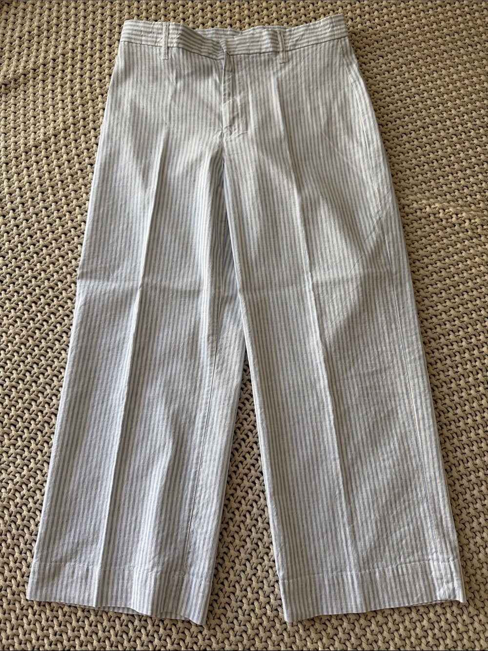 Frank & Eileen Light Blue and White Pinstripe Wide-Leg Pants - Picture 2 of 4